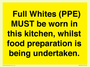  Full Whites (PPE) MUST be worn in this kitchen, whilst food preparation is being undertaken.